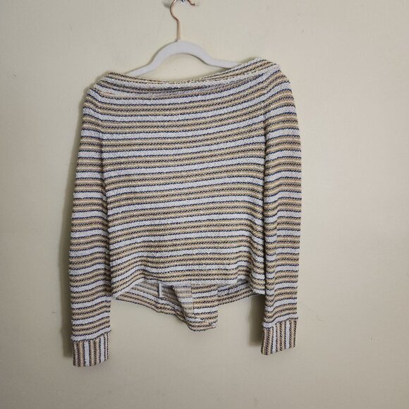 IRO Vana Stripe Knit Off Shoulder Shawl Collar Assymetric Zip Jacket Size 36(S) - Picture 4 of 7